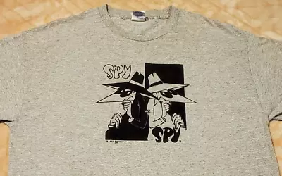 VINTAGE Spy Vs Spy Mad Magazine Late 90s Promo T-Shirt Gray XL Velvet Feel Print • $64.99