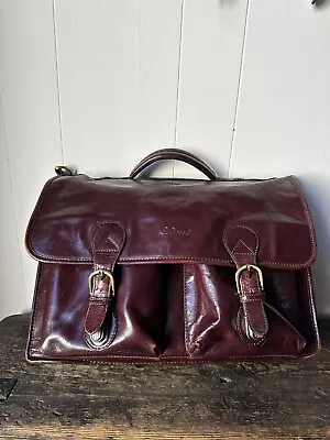 ASHWOOD LEATHER BRIEFCASE Laptop Bag Burgundy Used • £39.99