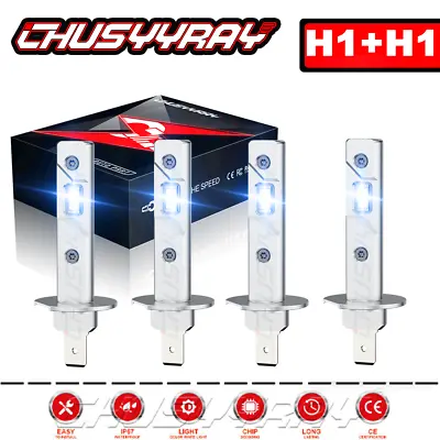 H1 H1 Combo LED Headlight Bulbs Kit High Low Beam 10000LM 6000K Super White • $27.99