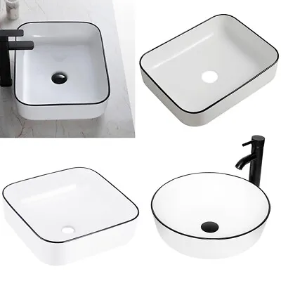 White Bathroom Counter Top Wash Basin Wall Mount Ceramic Cloakroom Gloss Sink • £30.90