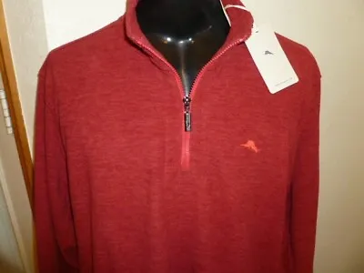 Tommy Bahama Men's Size 3XLB Pullover Sweater Quarter Zip Fleece Polyester Red • $49.99
