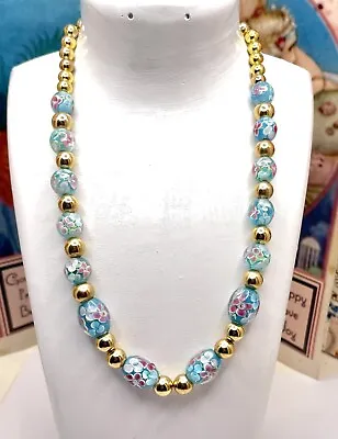 Vintage Venetian Murano Art Glass Beads Necklace-Sterling Vermeil Clasp • $55
