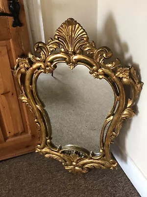 £60 • Buy Vintage Large  Gold Distressed Ornate Wall Mirror Baroque Carved Framed Mirror