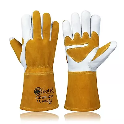 Welding Gloves Extreme Heat Resistant TIG MIG Welder Gauntlets High Temperature • £11.13