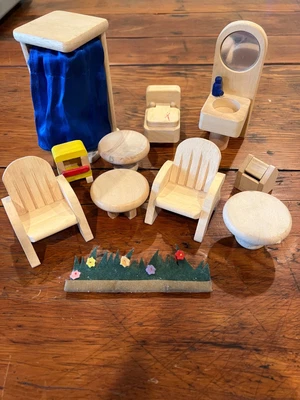 $9.95 • Buy Ryans Room - Melissa & Doug Wood Dollhouse Furniture 11 Pcs