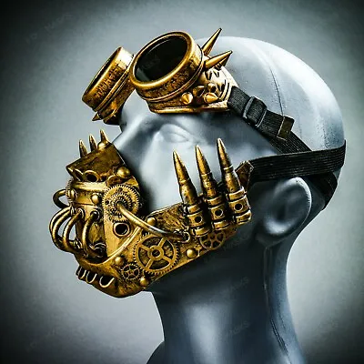 Steampunk Respirator Gas Mask Jaw Mouth Mask GOLD Masquerade Halloween Party • $23.90