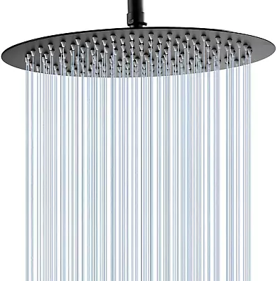 Round 16 Inch Stainless Steel Shower Head Rain Style Shower Head Black Large ... • $98.14