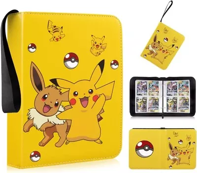 Pokemon Pikachu Eevee Binder Card 50 Sheet Fit 400 Trading Card Holder Case Gift • $19.99