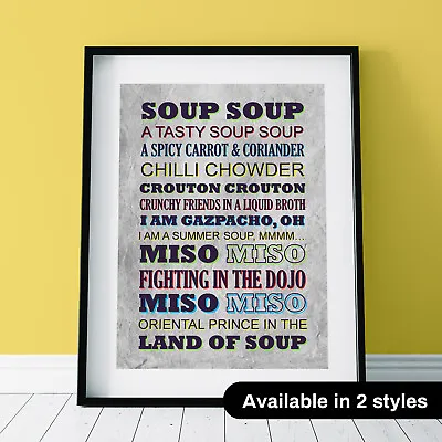 The Mighty Boosh SOUP SOUP Crimp Lyric Print 2 Styles - (3 Sizes) • £8.95
