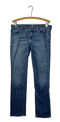 7 For All Mankind Women's Size 30 Straight Leg Medium Wash Blue Stretch Jeans • $14.97