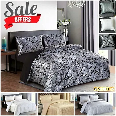 New Beautiful 3-Piece Jacquard Duvet Quilt Cover Luxury Cleo Paisley Bedding Set • £32.89