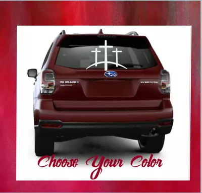 Monogram Vinyl  Decal Car Truck Window Religious Decal Sticker 3 Crosses Design  • $3.75