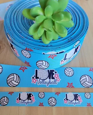 7/8 & 1.5  (1 YD) Volleyball Grosgrain Ribbon Sports Beach Volleyball Hair Bow • $1.35