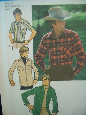 Vintage Simplicity Pattern 7698 Men's Shirt Size 40 Neckband: 15.5  Cut Pattern • $9