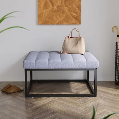 Grey Upholstered Coffee Table Sofa Side Side Chair Square Seat Footstool Stool • £79.95