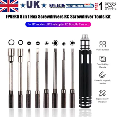 8 In 1 Repair Tool Kit Set Hex Screwdrivers For RC Drone Helicopter Toy Boat Car • £14.24