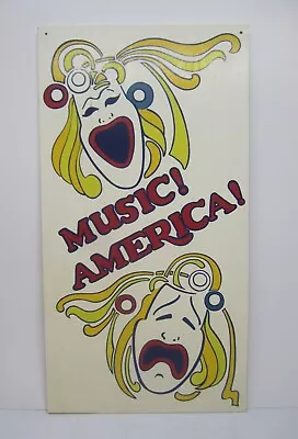 Vtg 1980s Geauga Lake NE Ohio Amusement Theme Park Show Sign Wood Music America • $112.46