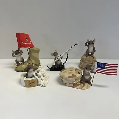 RARE Charming Tails Of Honor Figures Lot 5 Mouse Marines US Military Hamilton • $179.98