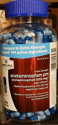 Members Mark Ex. Strength Acetaminophen 500mg PM Sleep Aid  Rapid Release 375ct • $18.68