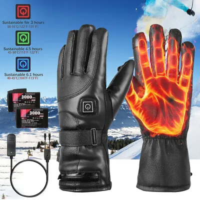 Rechargeable Electric Battery Heated Gloves Men/Women Hand Warmer+ 2X Batteries • $57.03