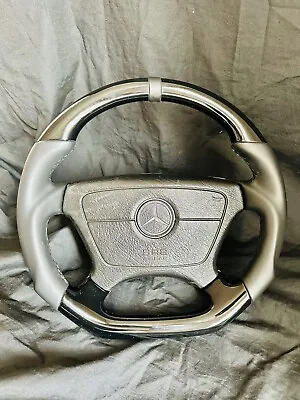 Mercedes Steering Wheel Wood Black Piano W140 W202 W210 W124-(93-95) R129 Nappa  • $732