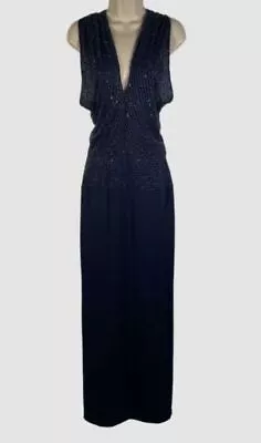 $3995 Naeem Khan Women's Blue Beaded Sleeveless Dress Size 6 • $1278.78