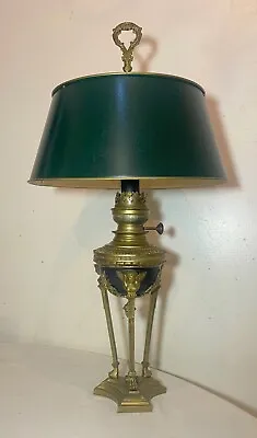 Vintage Gilt Bronze Tole Metal Ornate Figural Electrified Oil Table Lamp Brass • $294.99