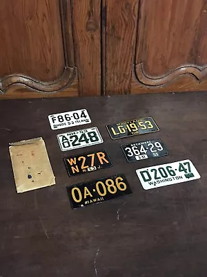 VTG 1954 Wheaties General Mills Mini Bicycle License Plate Lot Hawaii NH RI NJ • $42