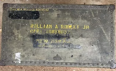 Metal Footlocker Military Trunk W/Tray Foot Locker NAMED USAF Air Force Vietnam • $35