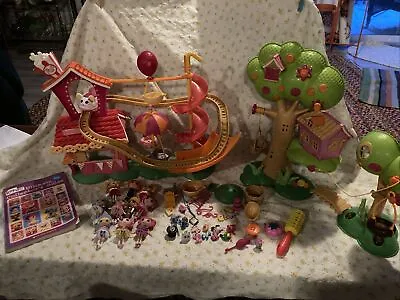 Mini Lalaloopsy Silly Fun House Park Playset Roller Coaster Treehouse Lot Dolls • $60