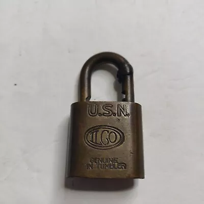 Vintage ILCO USN Independent Lock Company Brass Padlock - NO Key • $9.90