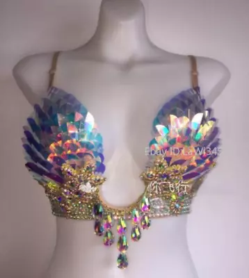 Bra Fish Scales Mermaid Shiny Girl Underwear Luxury Costume Mermaid Bra Handmade • $48.39