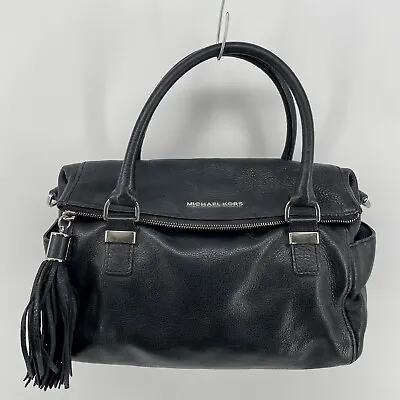 Michael Kors Weston Satchel Handbag Black Pebble Leather • $95