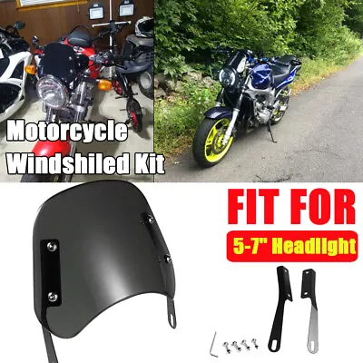 Motorcycle Clip On Windshield Wind Screen Black Deflector Extension Spoiler UK • £18.69