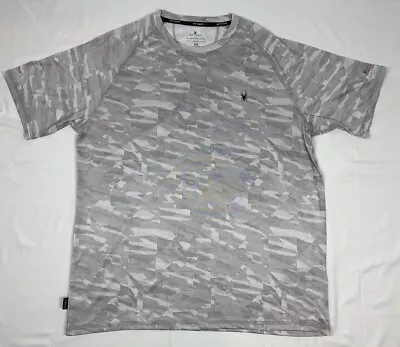 SPYDER SWIM RASH GUARD Men Size Large Alloy Camo Short Sleeve T-Shirt NWT • $12