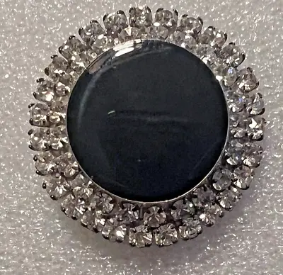 Vintage  Black Onyx With Rhinestones Brooch/Pin • $11.99