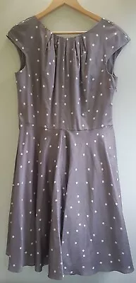 GORGEOUS BODEN Grey Spotty /POLKA DOT SIZE 12 Party Dress 40s 50s • £12.99