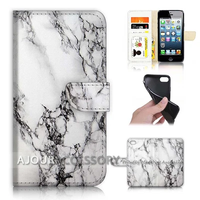 $12.99 • Buy ( For IPhone 6 / 6S ) Wallet Flip Case Cover AJ21387 Marble Pattern Carrara