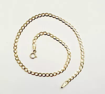 Anklet 9ct Gold Solid Curb Link   Fully Hallmarked Ankle Bracelet • £138.99