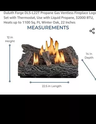 Duluth Forge 22 In. Ventless 32000 BTU Propane Gas Fireplace Log Set & Andiron • $140