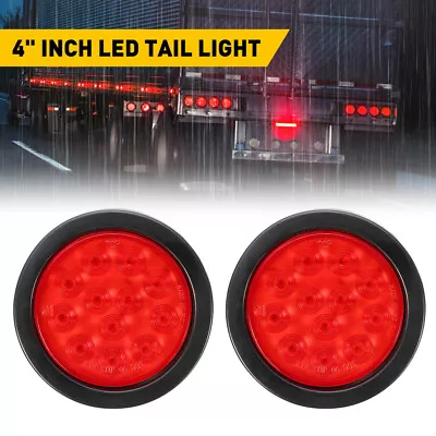 1SET Round 4 Inch 24-LED Waterproof Trailer Truck Turn Stop Tail Brake Lights • $21.15