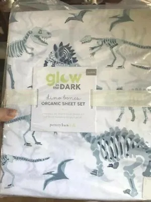 Pottery Barn Dino Bones Sheet Set Queen Glow In Dark Dinosaur Flannel Kids New • $113.30