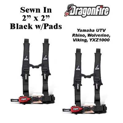 $219.99 • Buy 2 Yamaha UTV Dragonfire H-Style 4 Point Sewn In Style Harness Black 2  W/Pads