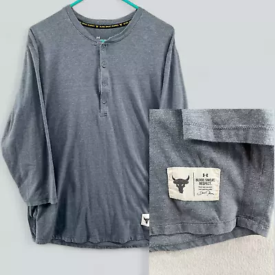 Under Armour Project Rock Shirt Men's Large Gray 3/4 Sleeve Henley Pullover • $12.95