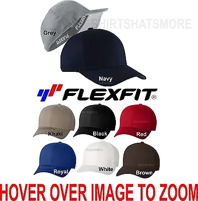 $12.07 • Buy FLEXFIT Baseball Cap V-Flex Twill Fitted Hat Mid Profile S/M L/XL 5001 NEW Golf