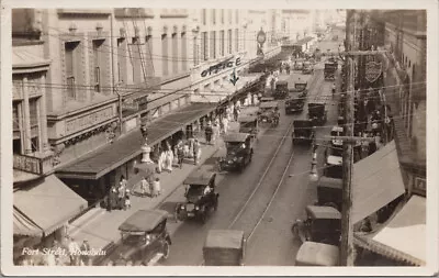 Honolulu HI Fort Street Mettleton Shoe Store Victrolas 1930s RPPC Postcard E86 • $39.99