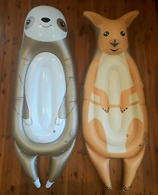 $51.99 • Buy 2 Inflatable Pool Float Sloth & Kangaroo Swimming Raft Toy Lounger Adults Kids