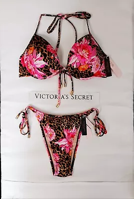 Victorias Secret Swim 2pc Set 34C Pushup Strappy FABULOUS/size M Tie ITSY Bikini • $42.95