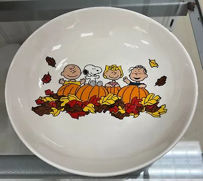 Peanuts Snoopy & Friends SUDDENLY ITS FALL Pumpkin Leaves Ceramic Pasta Bowl NEW • $18.95