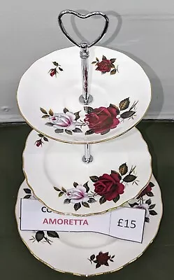 Colclough Amoretta 3 Tier Cake Stand Beautiful Condition • £15